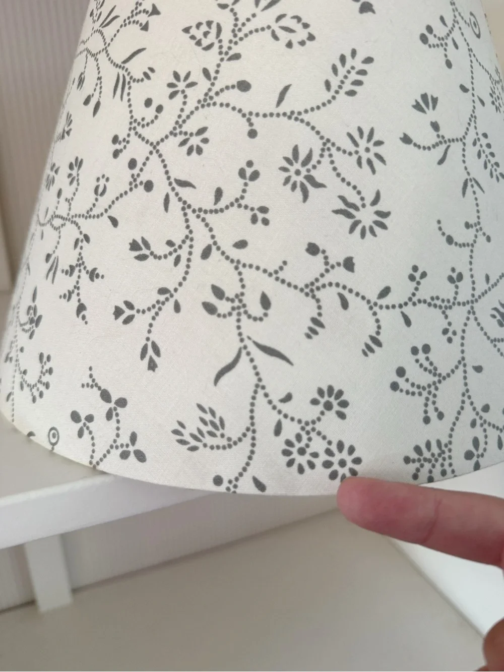 IKEA | Small White Lampshade With Light Gray Dotted Vines Floral Minimalist GUC